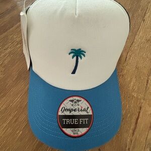 Imperial White and Blue Cap with Palm Tree